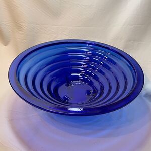 Spain Handmade Cobalt Blue Footed Serving Dish Tiered Heavy Glass 14 In Round